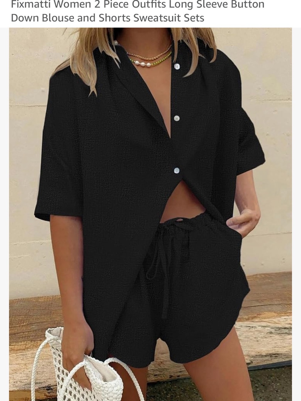 Amazon Black Women's Drawstring Relaxed Shorts - Picture 2 of 10